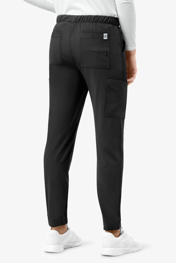 WonderWink Renew Men's 7-Pocket STRETCH Cargo Jogger Scrub Pants - Black - 2