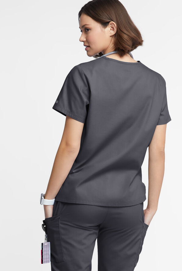 Butter-Soft Originals Women's 2-Pocket V-Neck Scrub Top - Pewter - 3