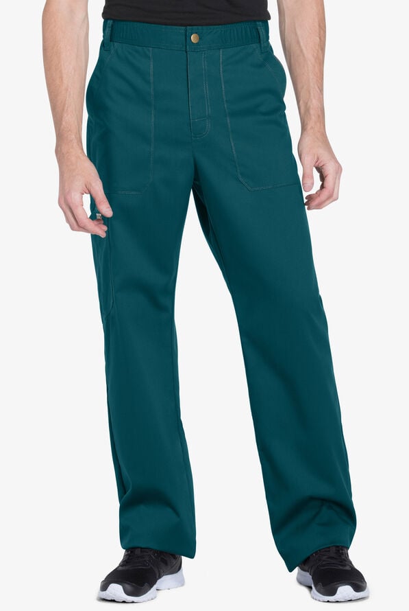Dickies Essence Men's 7-Pocket STRETCH Straight Leg Scrub Pants - Caribbean Blue - 1