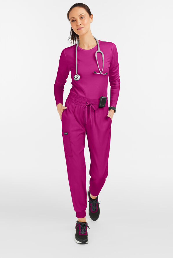 koi Basics Gemma Women's 5-Pocket STRETCH Cargo Jogger Scrub Pants - Azalea Pink - 4