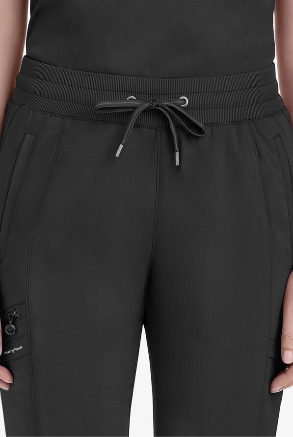 Healing Hands Purple Label Toby Women's 7-Pocket STRETCH Jogger Drawstring Scrub Pant - Black - 3