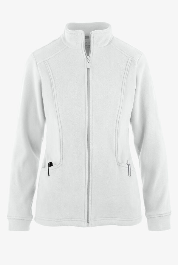 Chaqueta médica UA Butter-Soft STRETCH de vellón con cremallera y 2 bolsillos para mujer - White - 1