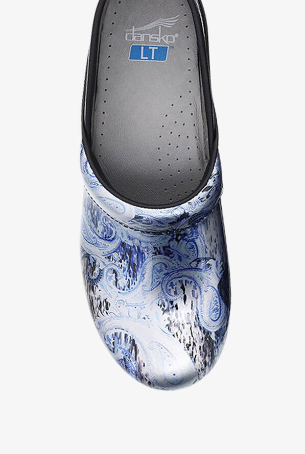 Dansko LT PRO Silver/Blue Paisley Leather Clogs - null - 2
