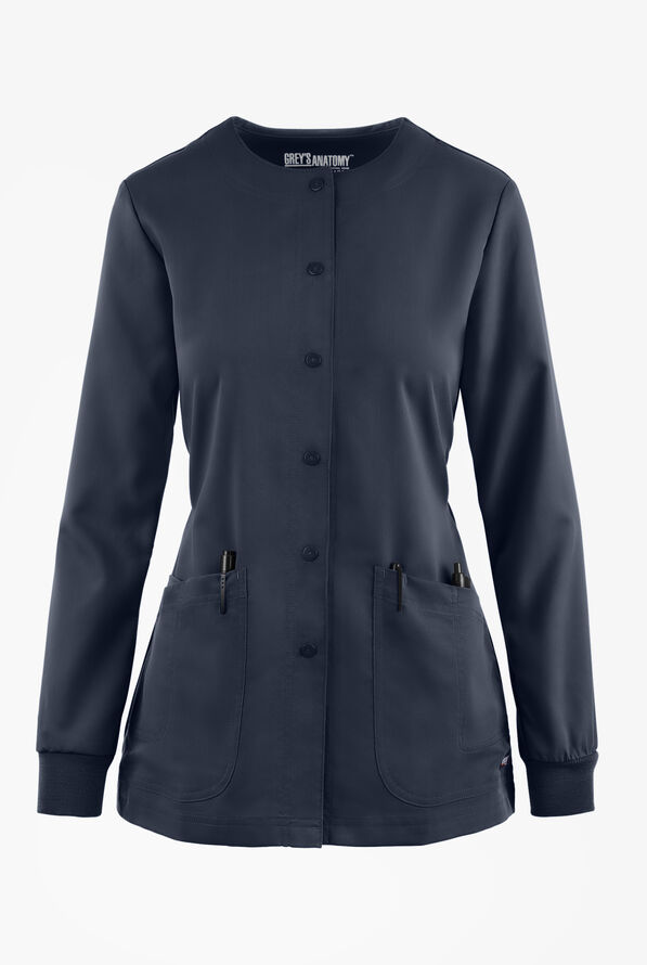 Chaqueta médica abrigada Grey's Anatomy de corte moderno con cuello redondo y 4 bolsillos para mujer - Steel Gray - 1