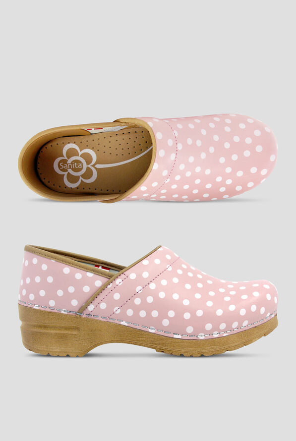 Sanita Women's Professional Roxbury Leather Pink Polka Dot Clogs - null - 1