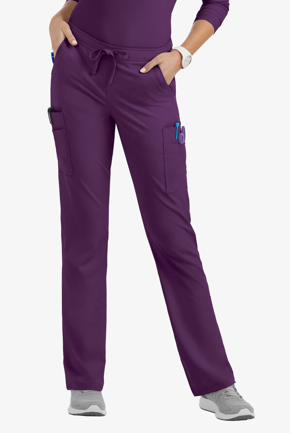 Pantalón médico Lauderdale by UA Marina STRETCH petite con piernas rectas y 9 bolsillos para mujer - Eggplant - 1