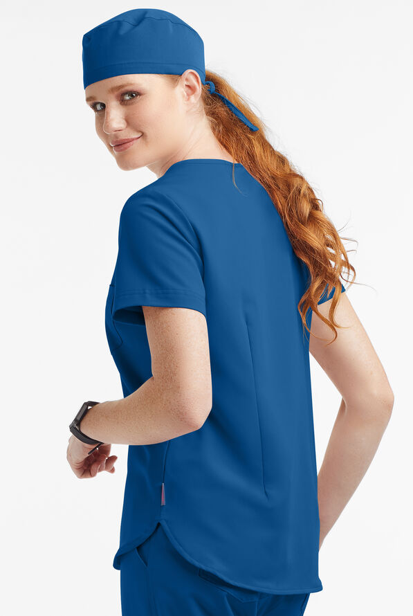 Blusa m&eacute;dica MOVEMENT by Butter-Soft Ceti con cuello en V y 1 bolsillo para mujer - Royal - 3