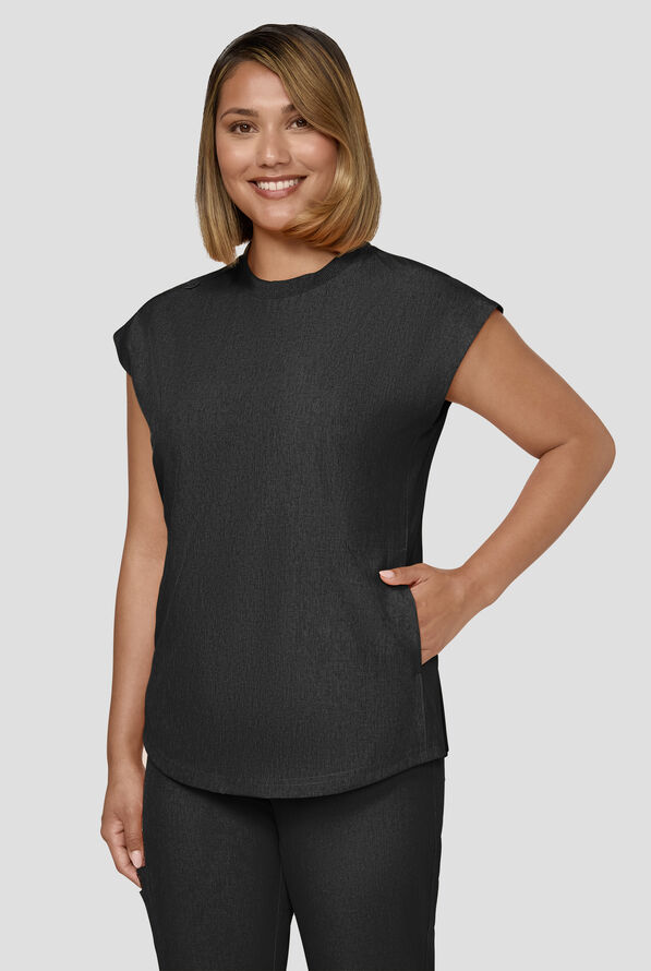 koi Basics Kenley Women's STRETCH 3-Pocket Dolman Sleeve Crew Neck Scrub Top - Black - 2