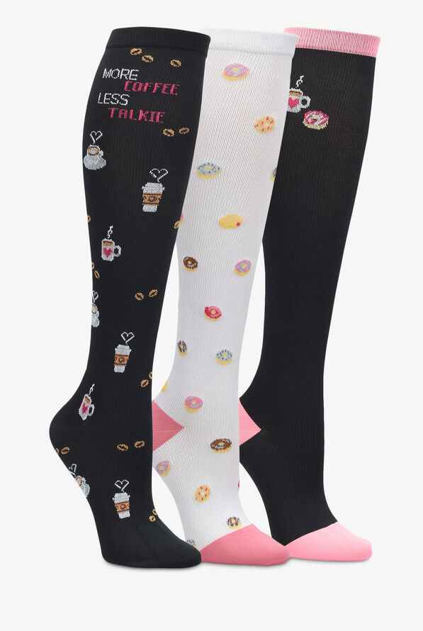 Nurse Mates Coffee Donuts Women's 12-14 mmHg Light  3-Pack Compression Socks - null - 1
