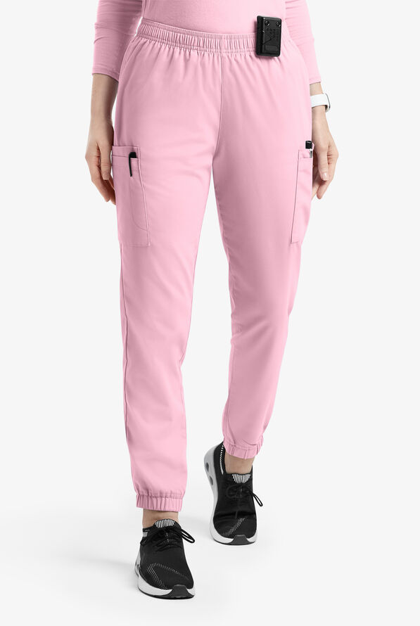 Butter-Soft Originals Women's 7-Pocket Tapered Jogger Cargo Scrub Pants - Blush - 1
