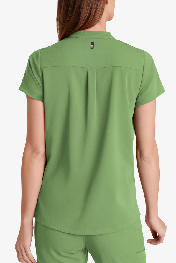 Blusa médica Grey's Anatomy™ by Barco Spandex STRETCH Avery con cuello mao y 2 bolsillos para mujer - Sweet Basil - 2