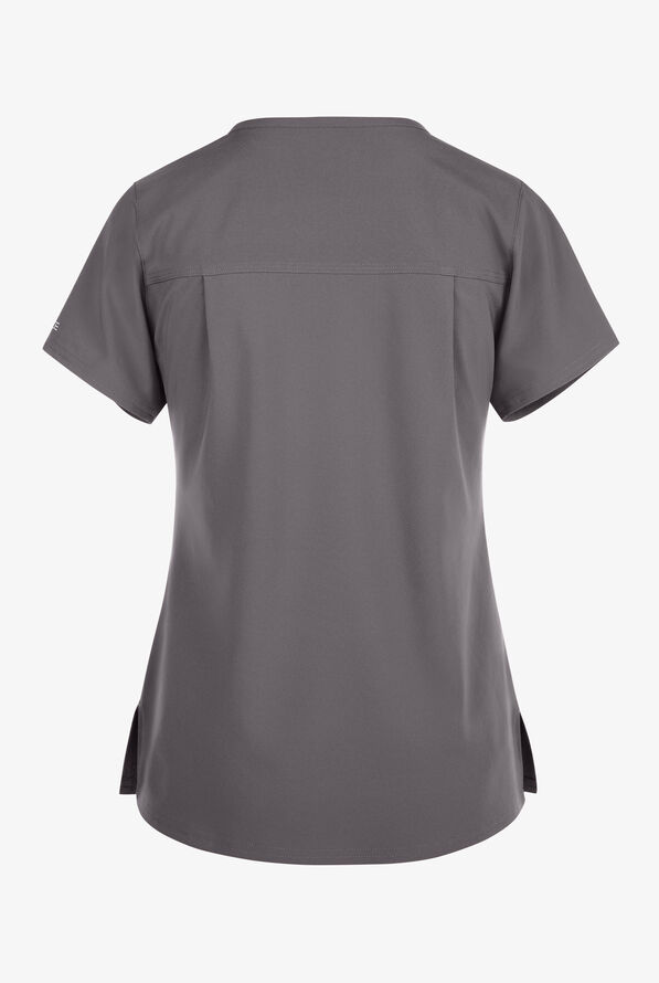 Carhartt Cross-Flex Force Women's 1-Pocket STRETCH Knit Panel Tuck In Scrub Top - Pewter - 2