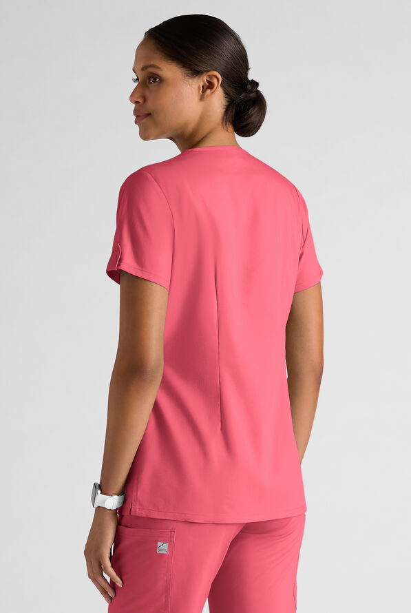 Butter-Soft STRETCH FLXTEK+ Women's 6-Pocket V-Neck Scrub Top - Rouge Rose - 2