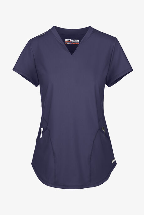 Grey's Anatomy by Barco Knit STRETCH Define Women's 2-Pocket Banded Notched V-Neck Scrub Top