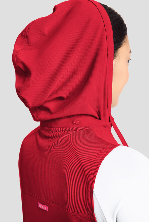 Med Couture Amp Women's 4-Pocket STRETCH Zip Front Removable Hoodie Scrub Vest - Solar Flare - 5