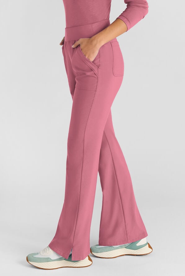 Easy STRETCH Sydney Women's Flare Leg Scrub Pants – 2-Piece Jumpsuit Bottom - Tea Rose - 1