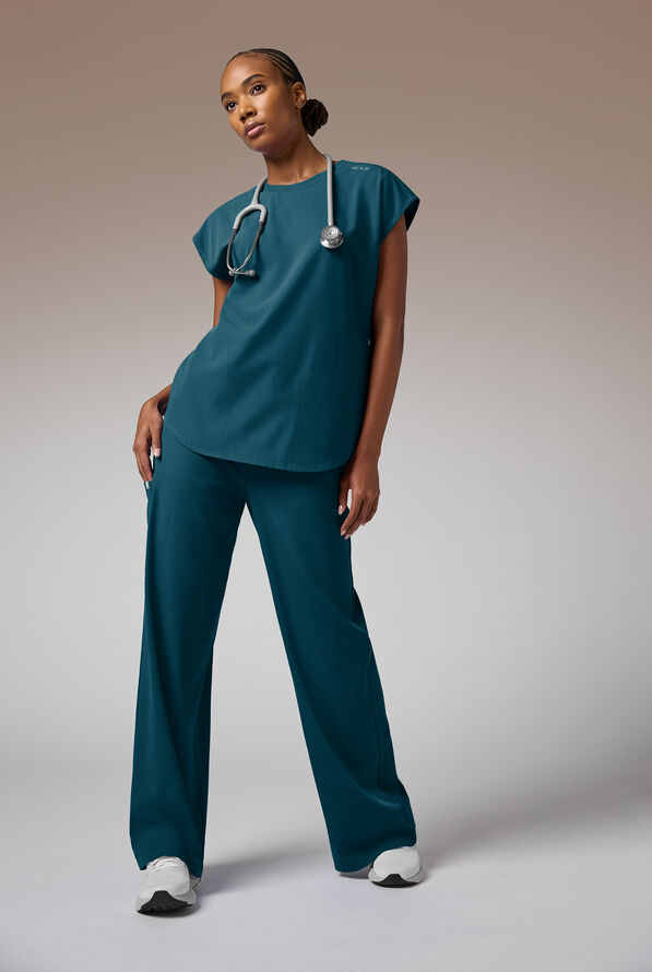 Blusa m&eacute;dica Hypothesis DM Crew de corte holgado con mangas dolm&aacute;n y 2 bolsillos para mujer - Caribbean Blue - 7