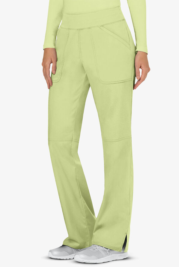 Cherokee Workwear Revolution Women's 4-Pocket STRETCH Pull-On Cargo Scrub Pants - Petite - Celery Green - 1