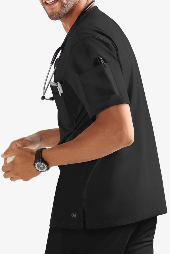 Butter-Soft STRETCH Men's 4-Pocket V-Neck Scrub Top - Black - 2