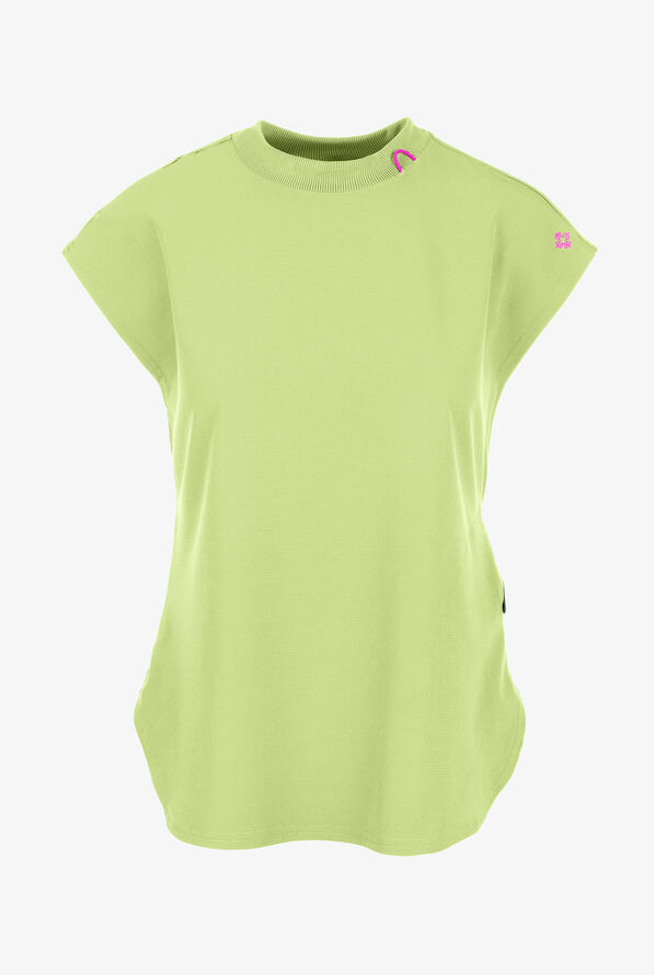Med Couture Amp Women's 2-Pocket STRETCH Tuck in Dolman Crew Neck Scrub Top - Cyber Lime - 1