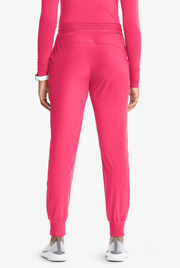 Infinity GNR8 Women's 4-Pocket STRETCH Rib-Knit Internal Drawstring Cargo Jogger Scrub Pants - Power Pink - 4