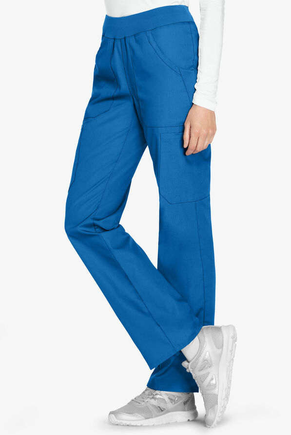 Pantalón médico Cherokee Workwear STRETCH estilo cargo con cintura acanalada y 6 bolsillos para mujer - Royal - 3