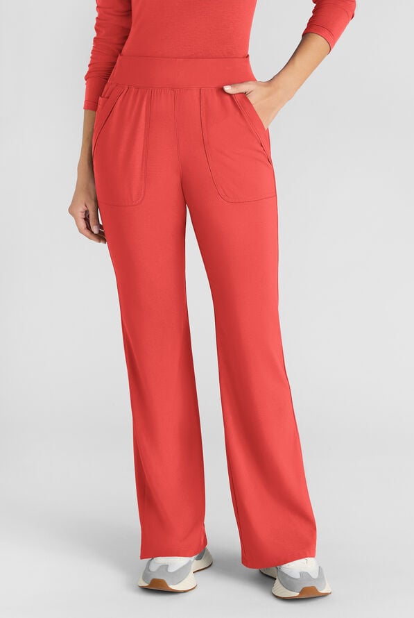 Pantal&oacute;n m&eacute;dico Easy STRETCH Sydney con piernas acampanadas y 5 bolsillos para mujer - Mono m&eacute;dico de 2 piezas - Spiced Coral - 2
