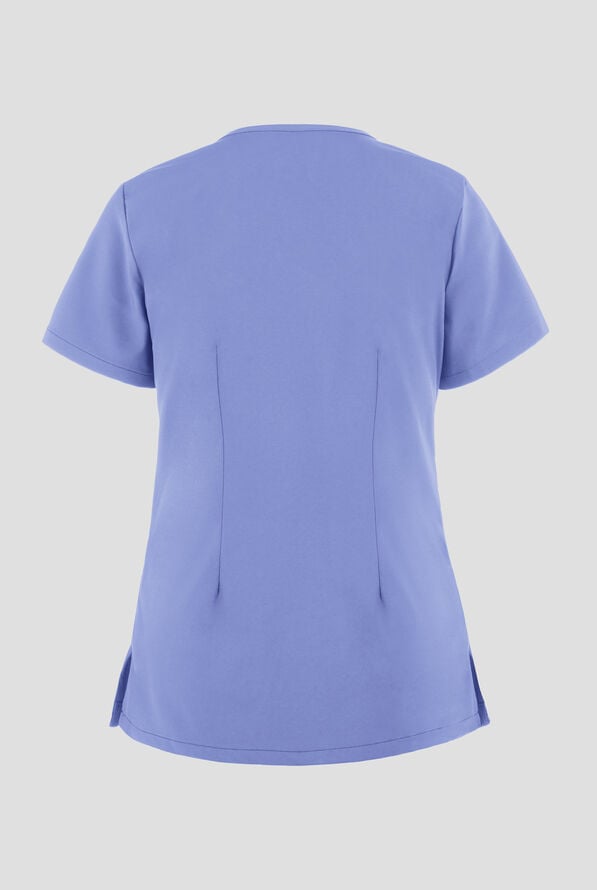Easy STRETCH Lina Mitered Women's 4-Pocket V-Neck Scrub Top - Ceil Blue - 3