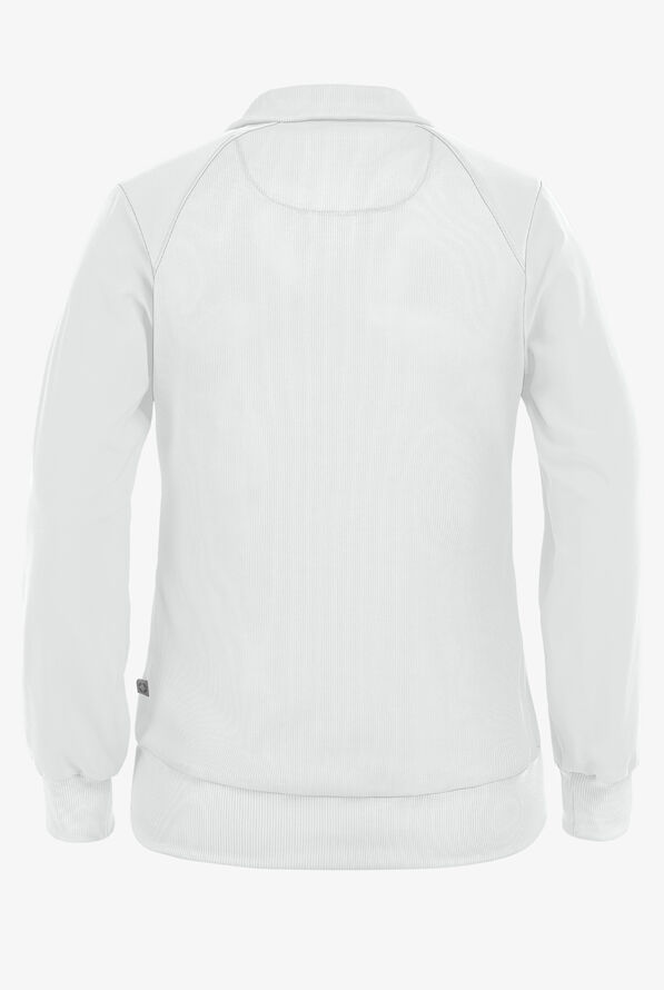 Infinity Women's 2-Pocket STRETCH Warm-Up Scrub Jacket - White - 3