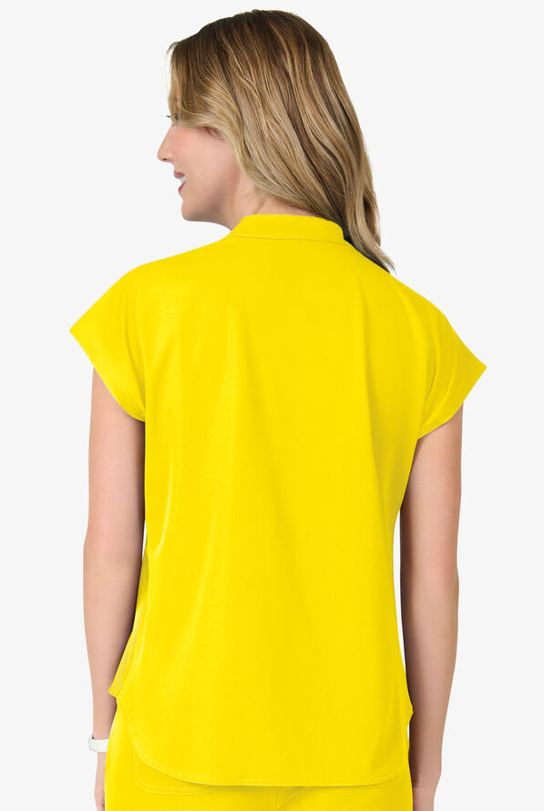 Zavate Ava Therese Piper Women's 2-Pocket STRETCH Dolman Sleeve Mandarin Collar Scrub Top - Blazing Yellow - 3