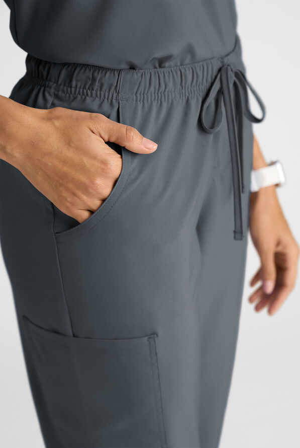 Easy STRETCH Eden Women's 4-Pocket Drawstring Scrub Pants - Petite - Pewter - 6