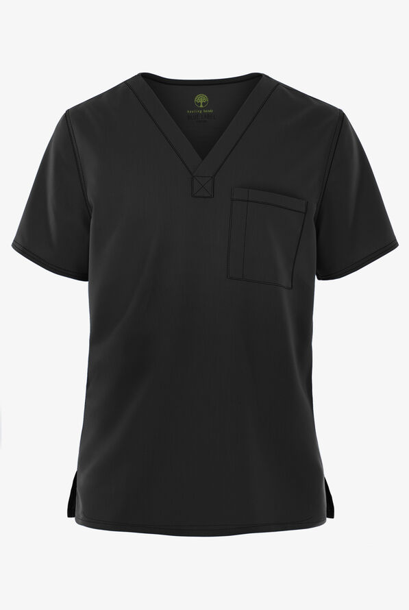 Camisa m&eacute;dica Healing Hands Blue Label James con cuello en V y 1 bolsillo para hombre - Black - 1