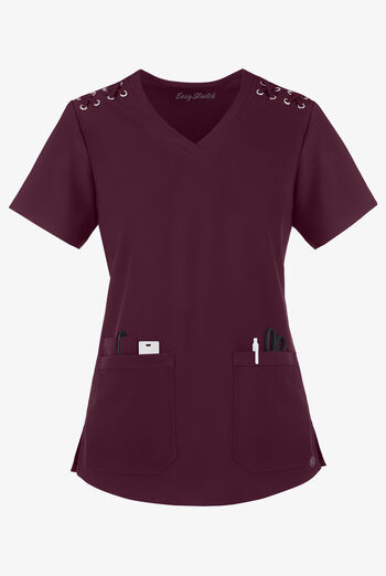 Easy STRETCH Leila Women's 3-Pocket Lace Up Grommet Scrub Top