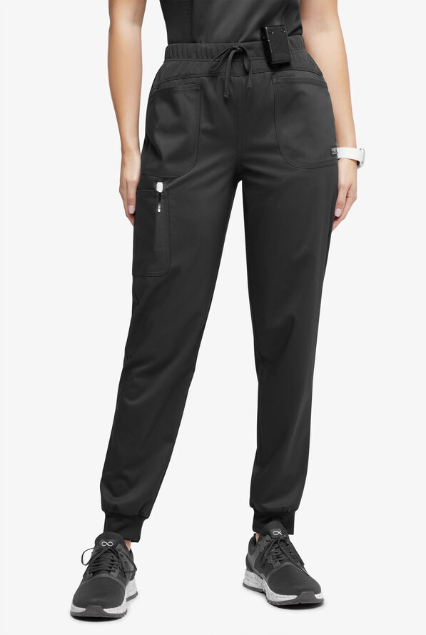 UA Exclusive Cherokee Workwear Revolution Women's 4-Pocket STRETCH Cargo Jogger Scrub Pants - Black - 1