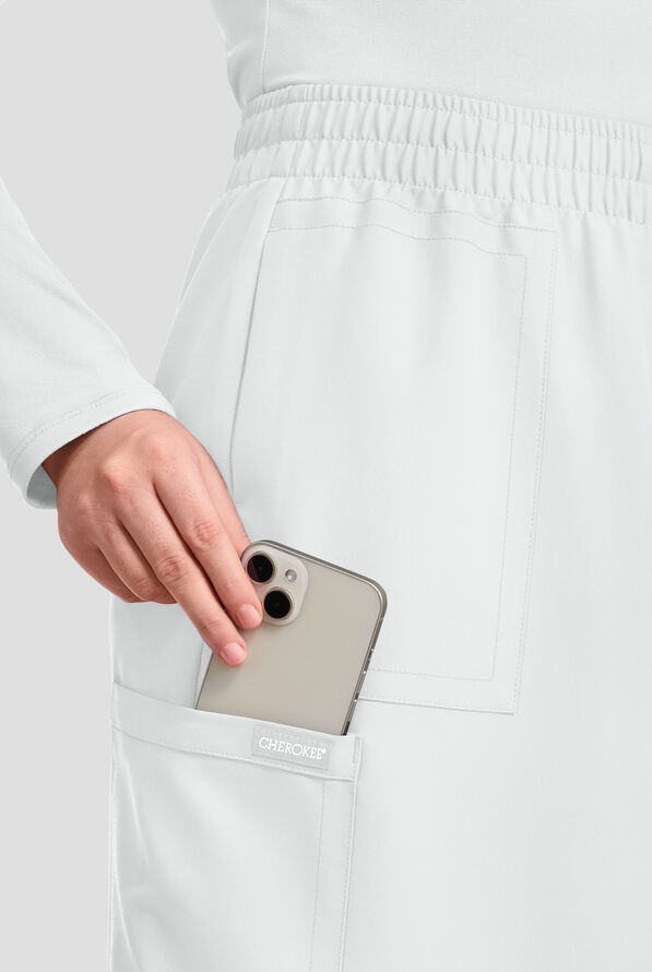 Cherokee Workwear Originals Ultra Women's 3-Pocket Pull-On Maxi Scrub Skirt - White - 2