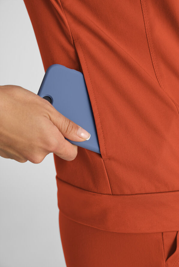 Blusa m&eacute;dica Grey's Anatomy by Barco Emerge Rowen STRETCH con cremallera y 2 bolsillos para mujer - Warm Sienna - 5