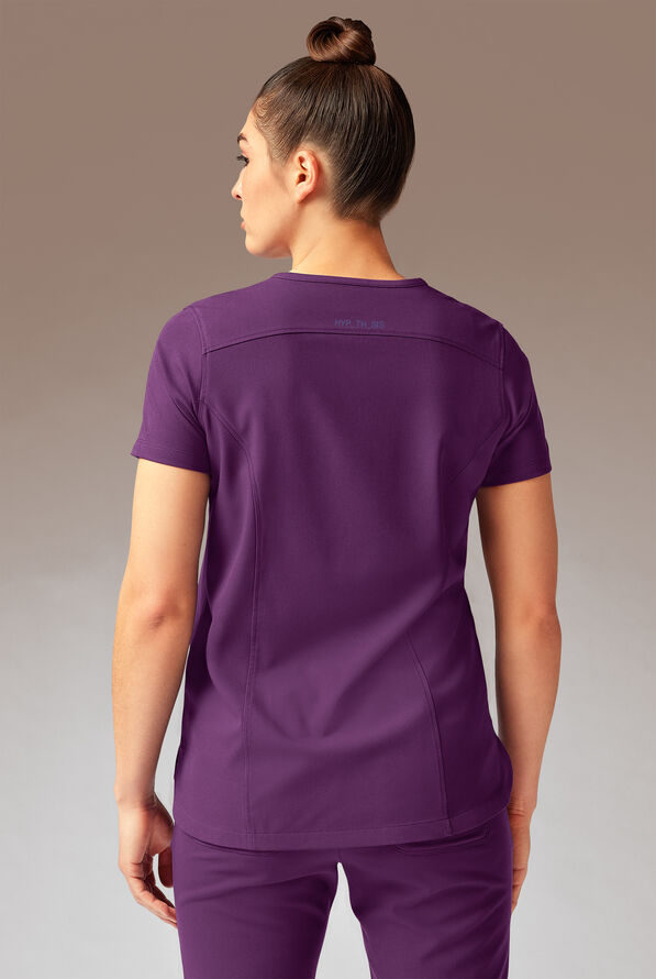 Hypothesis Meta-Base 2 Women&rsquo;s 2-Pocket V-Neck Scrub Top - Eggplant - 3