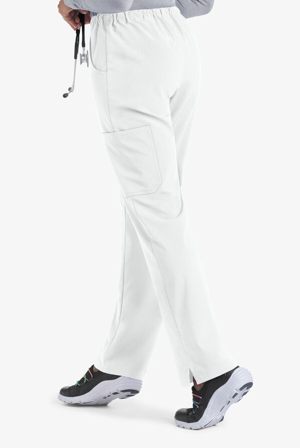 Easy STRETCH Eden Women's 4-Pocket Drawstring Scrub Pants - White - 2