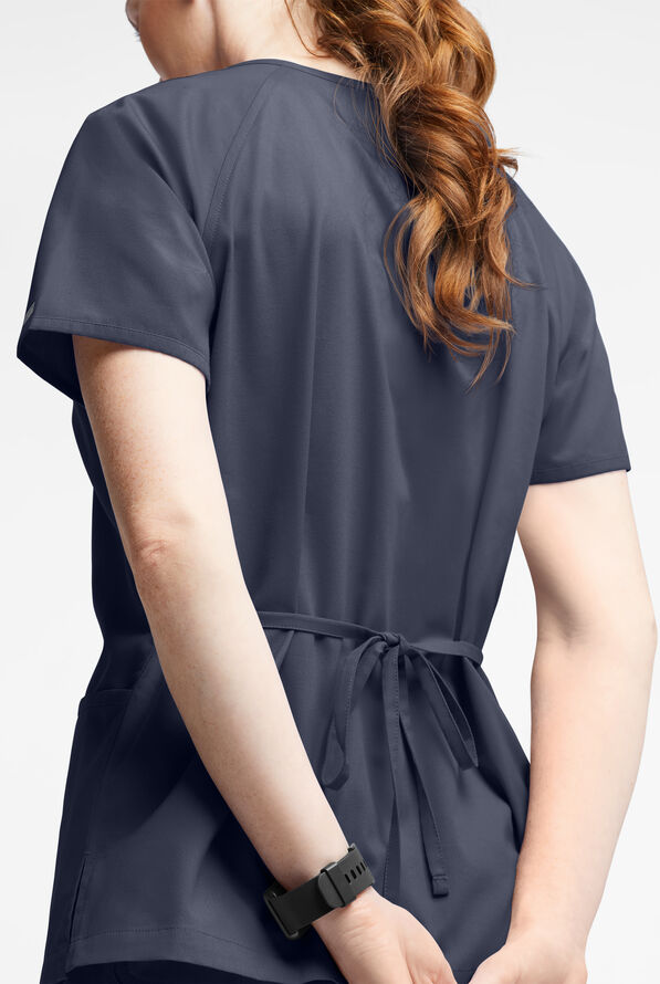 Blusa m&eacute;dica Butter-Soft Originals estilo cruzado con 3 bolsillos para mujer - Navy - 3