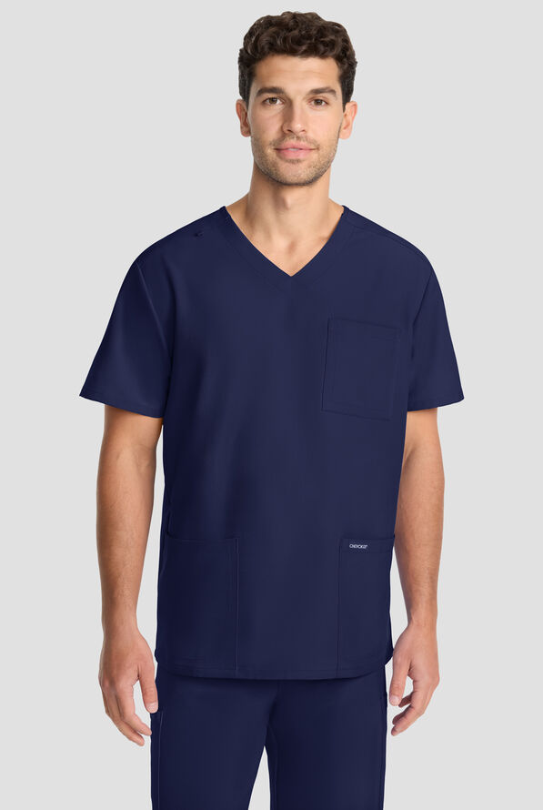 Cherokee Workwear Originals Ultra Men's 3-Pocket V-Neck Scrub Top - Navy - 2