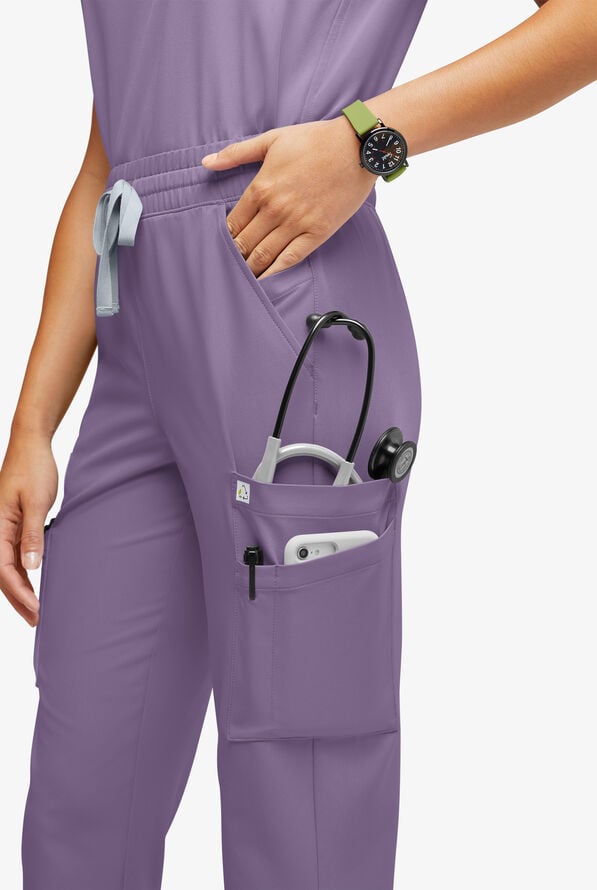 ReSurge Topaz Women's 11-Pocket Drawstring Scrub Pants - Purple Dusk - 2
