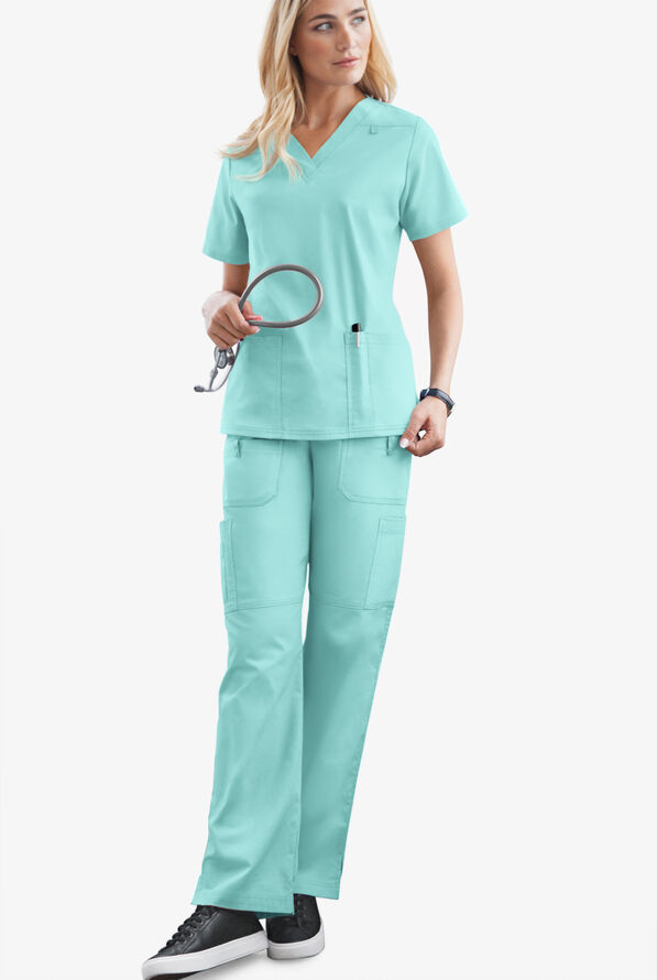 Pantal&oacute;n m&eacute;dico Butter-Soft STRETCH con cord&oacute;n y 10 bolsillos para mujer - Aqua Moon - 2