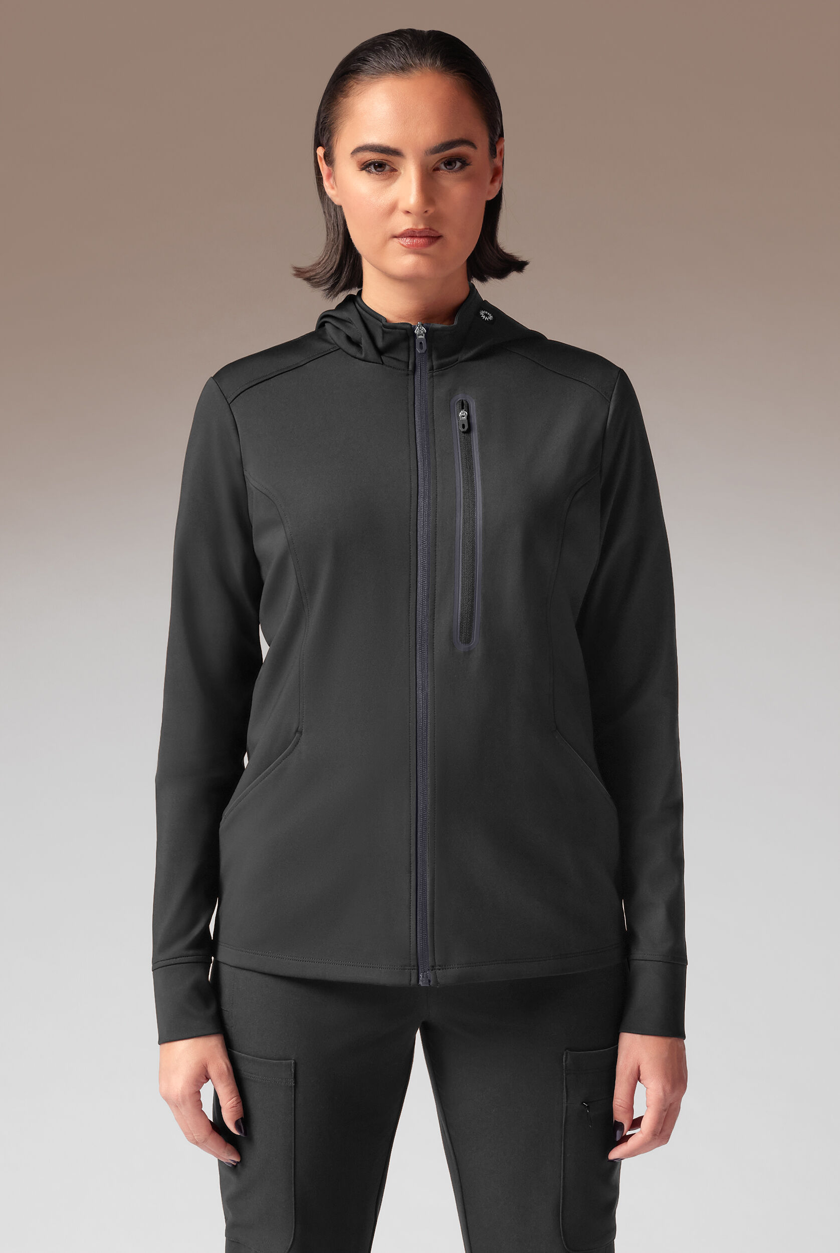 Hypothesis Women's Contrast Zip Front Knit Scrub Hoodie
