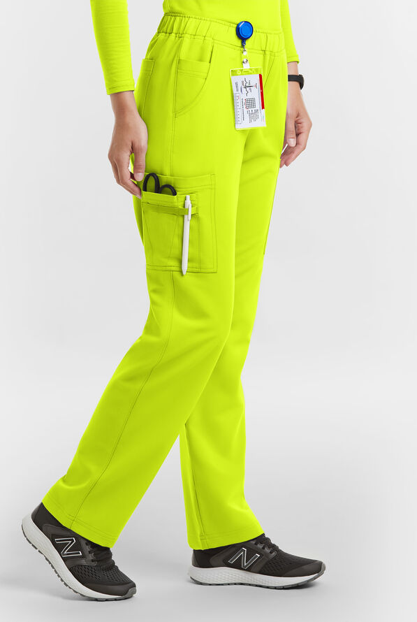 Pantal&oacute;n m&eacute;dico MOVEMENT by Butter-Soft STRETCH Rigel Petite con cord&oacute;n y 9 bolsillos para mujer - Intense Lime - 3