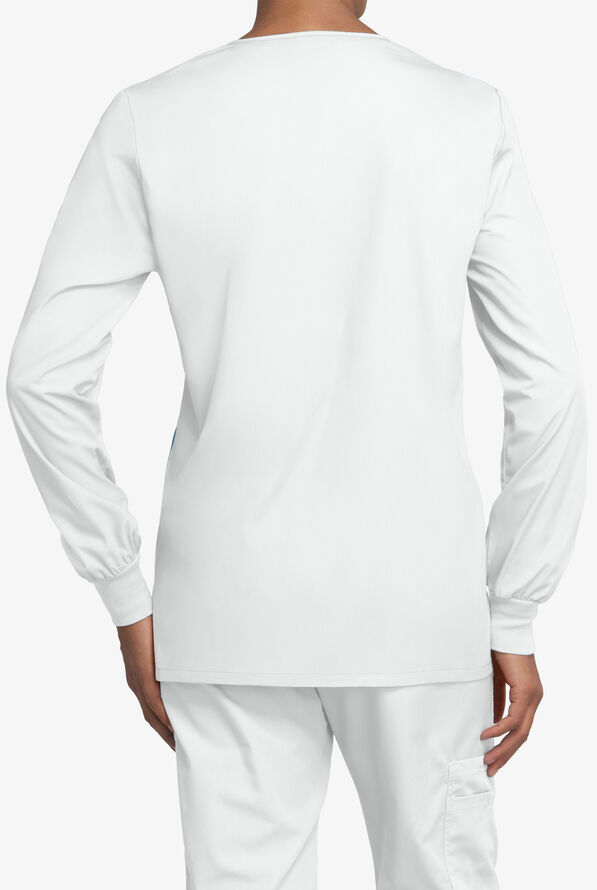 Cherokee Workwear Women's 3-Pocket Snap Front Scrub Jacket - White - 2