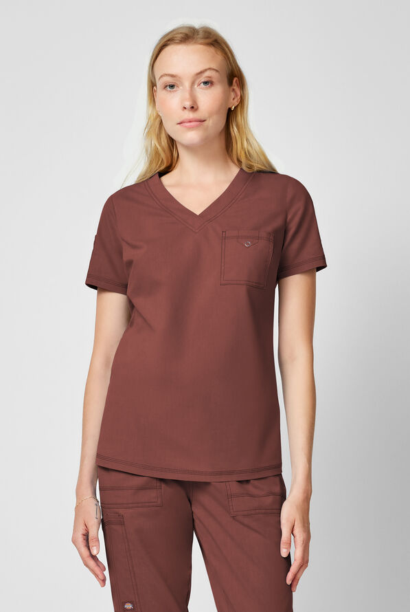 Dickies Forge Women's 2-Pocket Tuck-In V-Neck Scrub Top - Terrain - 3