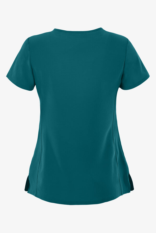 heartsoul Break On Through Women's 3-Pocket Pitter-Pat V-Neck Scrub Top - Caribbean Blue - 2