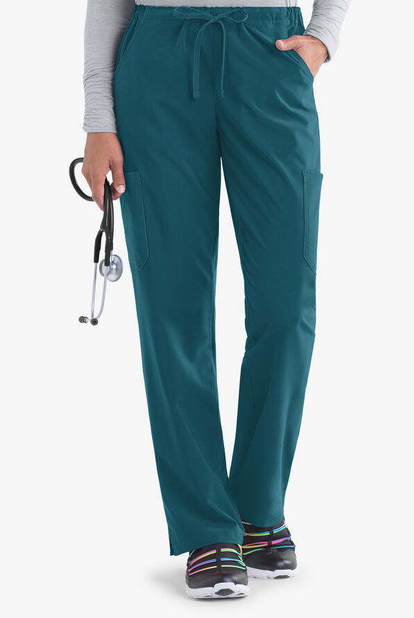 Tafford Active STRETCH Eden Women's 4-Pocket Drawstring Scrub Pants - Caribbean Blue - 1