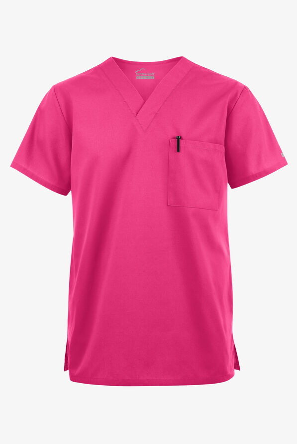 Blusa médica unisx Butter-Soft Originals con cuello en V y 2 bolsillos - Fuchsia - 1