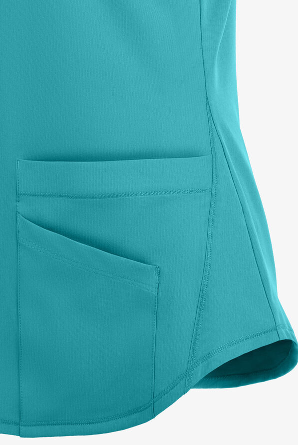 Skechers by Barco Breeze Women's 3-Pocket STRETCH V-Neck Scrub Top - Teal - 4